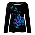 thumbnail image 5 of IROINID T-Shirts à Manches Longues Réduits pour Femmes, Col Rond Imprimé, Blouse d'Automne, Noir, 5 of 5