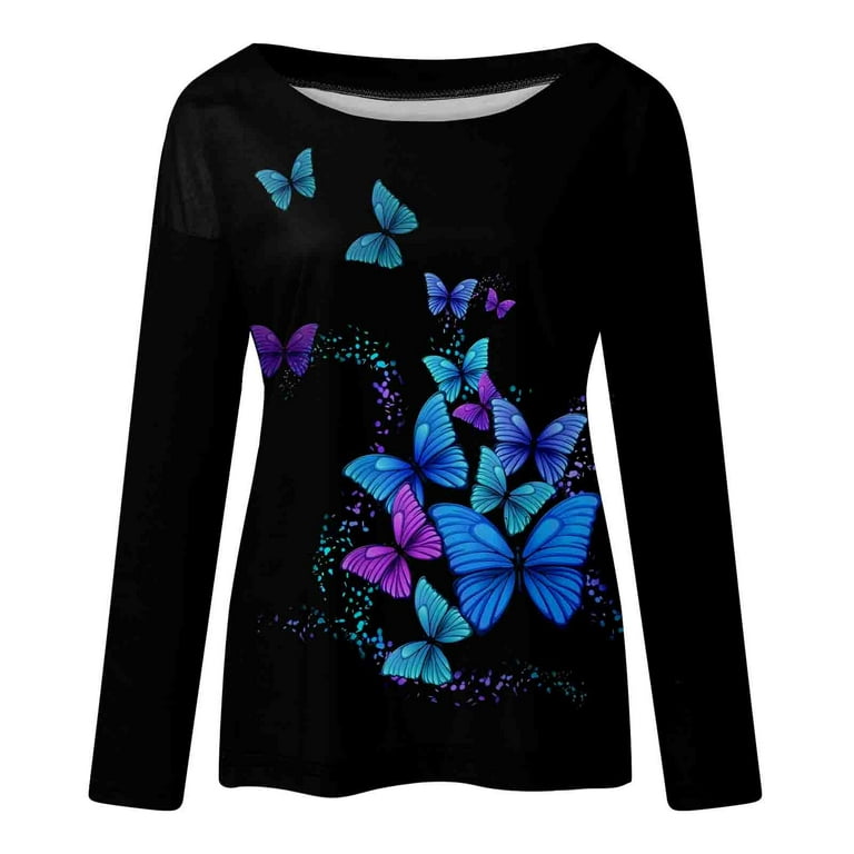 BELLZELY Long Sleeve Tops for Women Clearance Trendy Women Casual