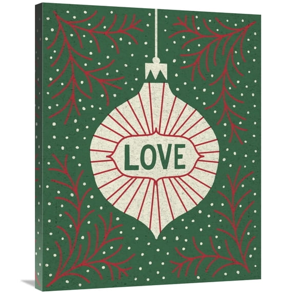 Global Gallery's 'Jolly Holiday Ornaments Love' By Michael Mullan Stretched Canvas Wall Art