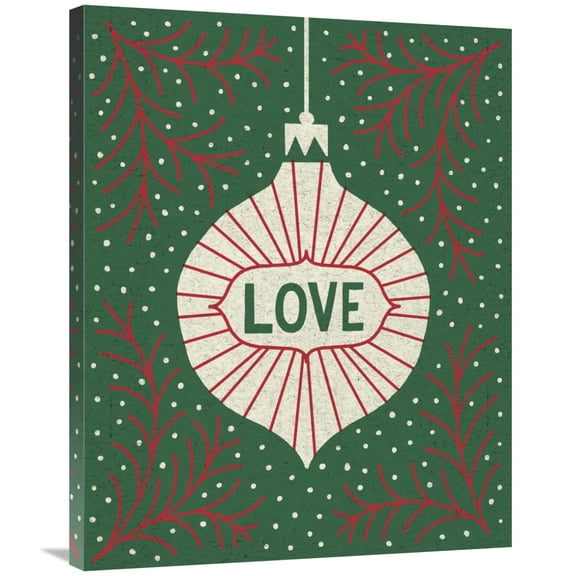 Global Gallery's 'Jolly Holiday Ornaments Love' By Michael Mullan Stretched Canvas Wall Art