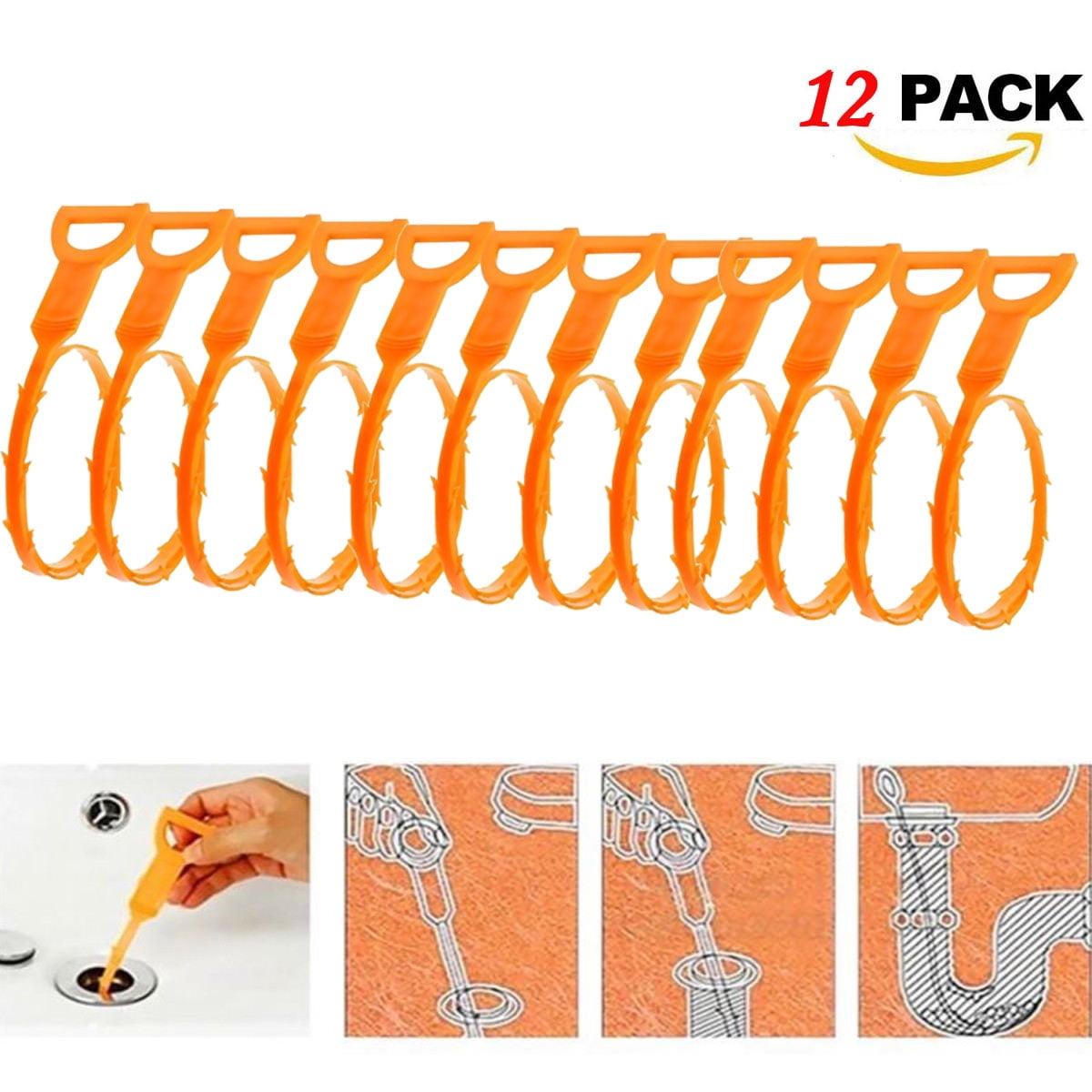 12 Pack Drain Snake Hair Drain Clog Remover Cleaning Tool-Easiest Way Hair Drain