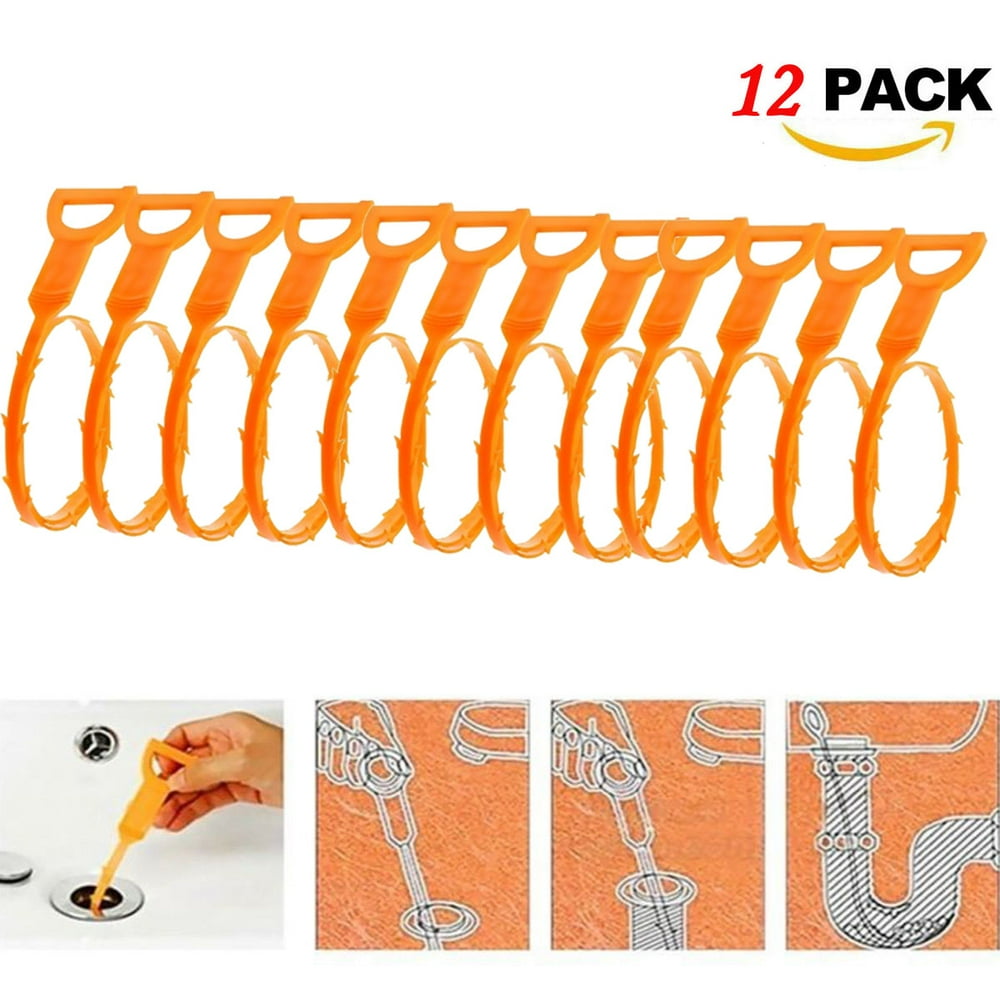 12 Pack Drain Snake Hair Drain Clog Remover Cleaning ToolEasiest Way