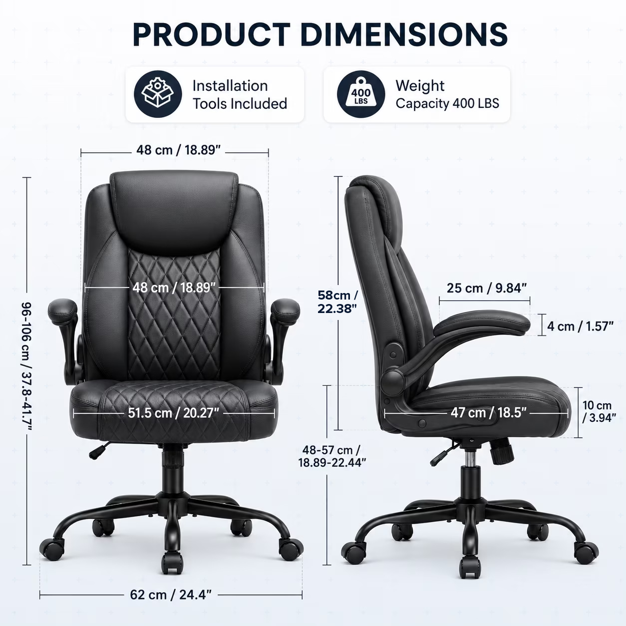 CloudRest Pro Ergonomic Office Chair, High-Back, Black Leather photo 2