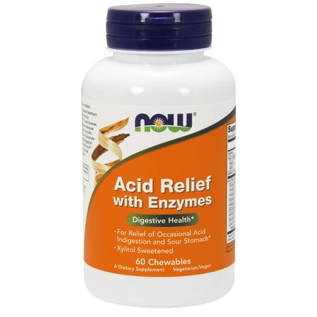 NOW Foods Croquer végétarien Relief acide avec des enzymes de soutien de la santé digestive, 60 Ct