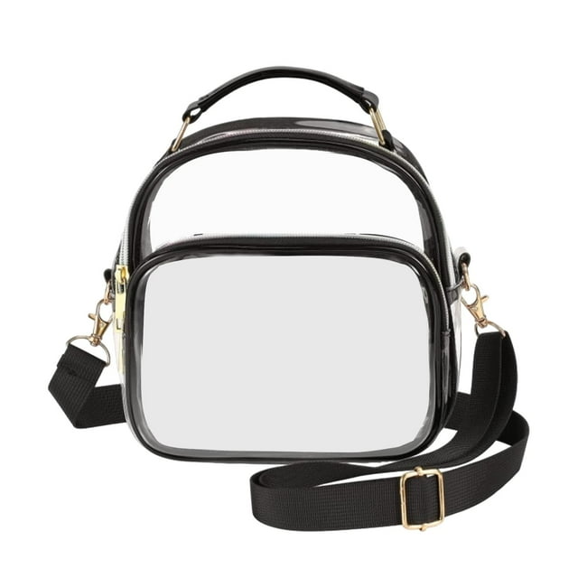 Bolso bandolera transparente, bolso aprobado para estadios, mochila transparente para senderismo para hombres Negro