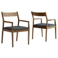 thumbnail image 5 of Modway Solara Vegan Leather Wood Dining ArmchairsSet of 2 in Walnut Black, 5 of 10