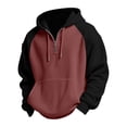 thumbnail image 4 of KHONTS Men's Quarter Zip Hoodies Drawstring Waffle Knit Hooded Sweatshirt Casual Long Sleeve Pullover Tops with Pocket Red XL, 4 of 4