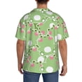 thumbnail image 3 of Uemuo Cute Frog2 Pattern Cotton Linen Short Sleeve Shirts,Casual Lightweight Button Down Shirts,Vacation Beach Summer Tops-4X-Large, 3 of 7
