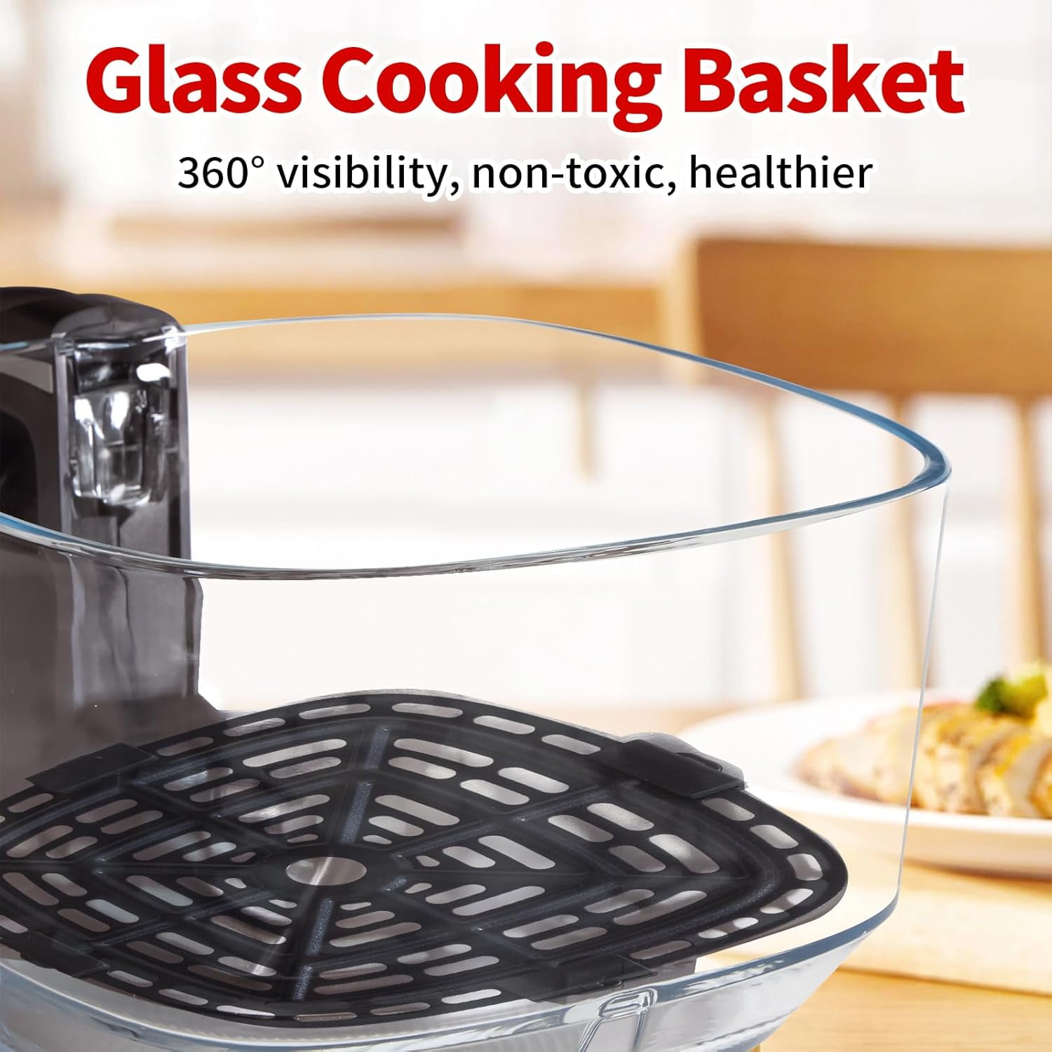4.7QT Glass Air Fryer, Non-Toxic 10-in-1 Presets for Healthy Meals, Dishwasher Safe & Easy Clean - Gray