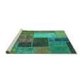 thumbnail image 2 of Ahgly Company Machine Washable Indoor Rectangle Patchwork Turquoise Blue Transitional Area Rugs, 4' x 6', 2 of 4