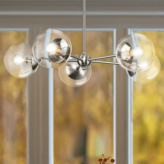 Luxury Minimalist Chandelier, Brushed Nickel, UHP4447