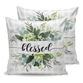 thumbnail image 7 of Outdoor Throw Pillow Cover Green Botanical Watercolor Leaves Waterproof Cushion Covers 2 Pack Bless Quote on Grey Lattice Pillow Cases Home Decoration for Patio Garden Couch Sofa, 7 of 7