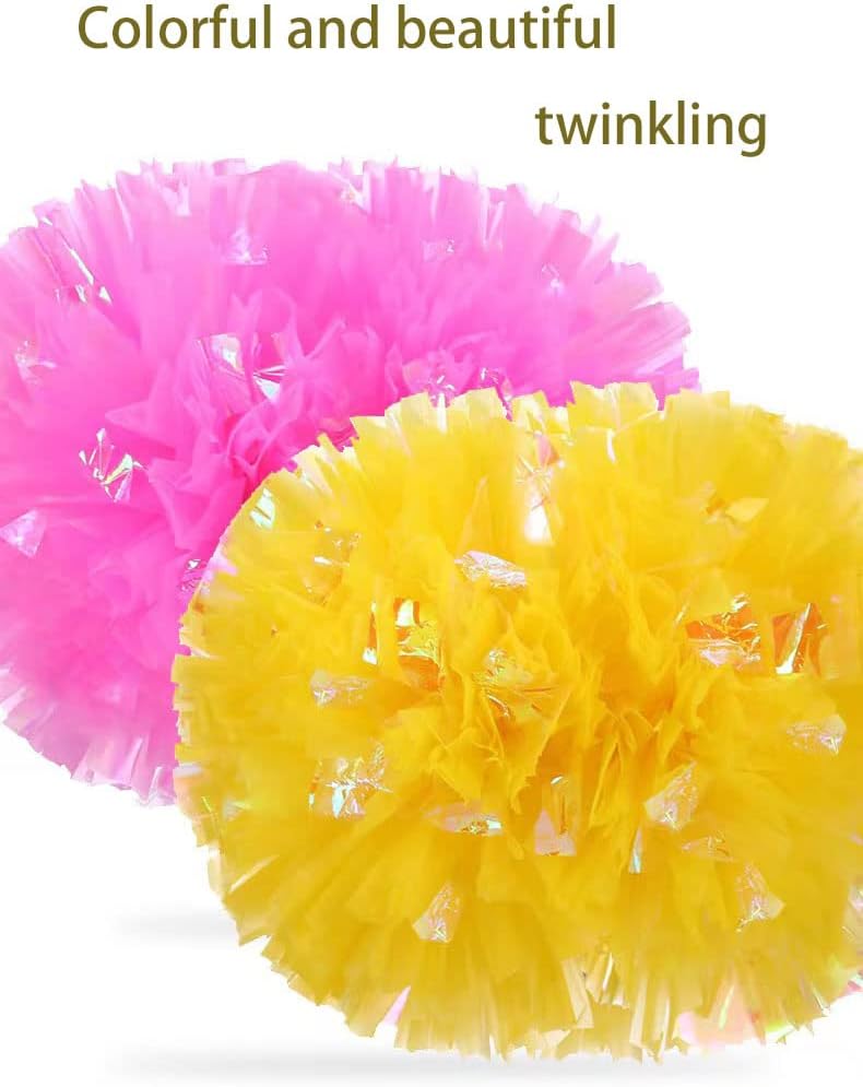 AOPANDA  Cheerleading Pom Poms with Baton Handle for Team Spirit Sports Dance Cheering Kids Adults(Pink and 10PCS）