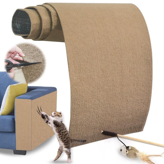 Alfombrilla autoadhesiva de 78 x 15.7 pulgadas, para rascar para gatos, protector de muebles de escalada, resistente a las garras, almohadillas para orejas para rascar para sofá, pared y gato