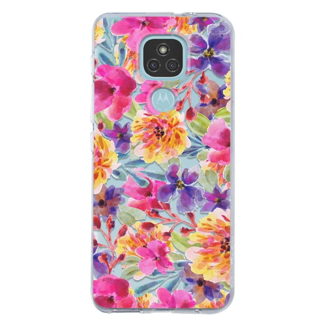 Funda Protector InstaCase para Moto E7 Plus anticaídas diseño Flores Acuarela