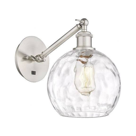 317-1W-SN-G1215-8-LED-Innovations Lighting-Athens - 1 Light Wall Sconce In Industrial Style-12.38 Inches Tall and 8 Inches Wide Brushed Satin Nickel