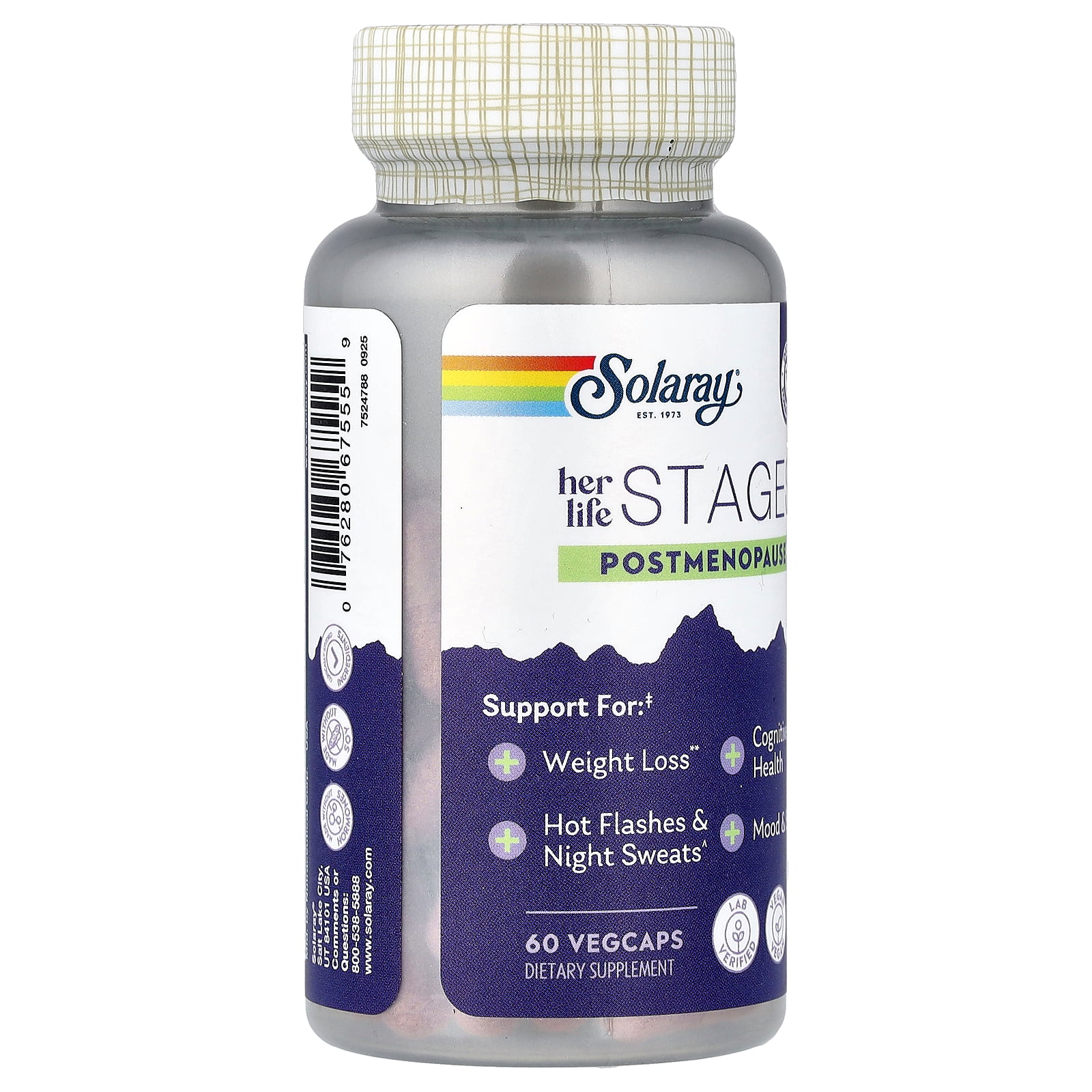 thumbnail image 4 of Solaray Postmenopause her life STAGES - Post Menopause Supplements for Women with Resveratrol - Vegan and Made Without Hormones - 60-Day Guarantee - Vegan, Lab Verified - 30 Servings, 60 VegCaps, 4 of 5