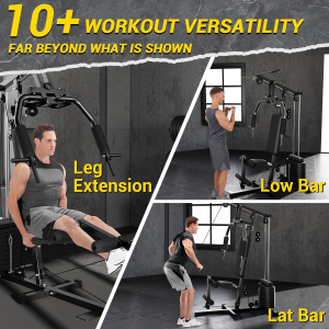 Home Gym, Multifunctional Weight Machine, Full Body Workout Station Exercise Equipment with 100LBS Weight Stack, All in One Home Gym with Pulley System for Strength Training