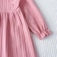 thumbnail image 6 of HAiming Toddler Baby Girl Summer Dresses Ruffled Long Sleeve Round Neck Zipper Dress Cotton Linen Retro Princess Dress, 6 of 7