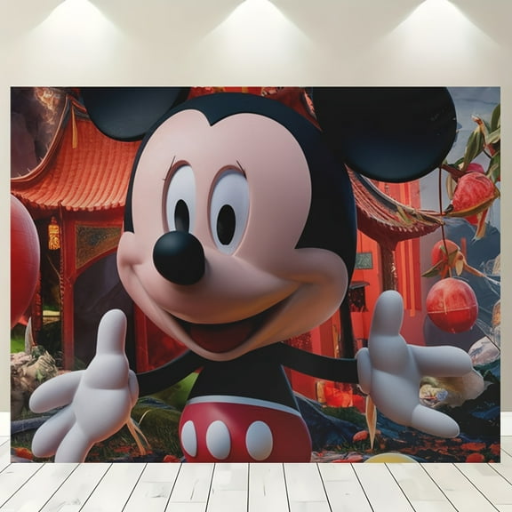 Mickey and Minnie cartoon theme birthday flag Background flag Children's party decoration items Photography photo props 150*100CM