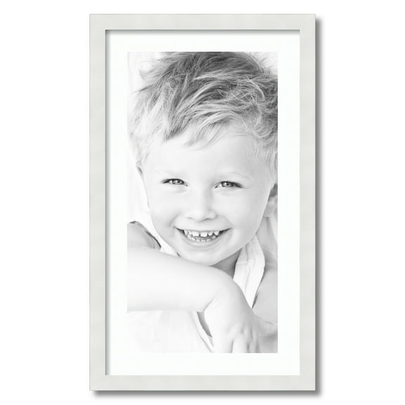 ArtToFrames 16x28" Matted Picture Frame with 12x24" Single Mat Photo Opening Framed in 1.25" Satin White Frame and 2" Super White Mat (FWM-3966-16x28)