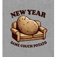 thumbnail image 2 of New Year Same Couch Potato Adult Heather Gray Long Sleeve Hoodie-Medium, 2 of 3