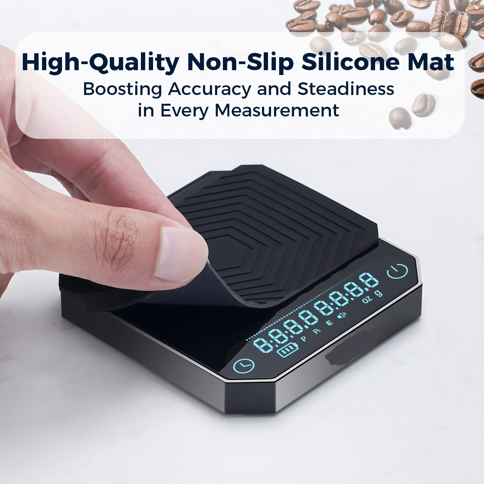 Digital Palm Coffee Scale 2kg/0.1g, Precision Rechargeable Scale with Timer