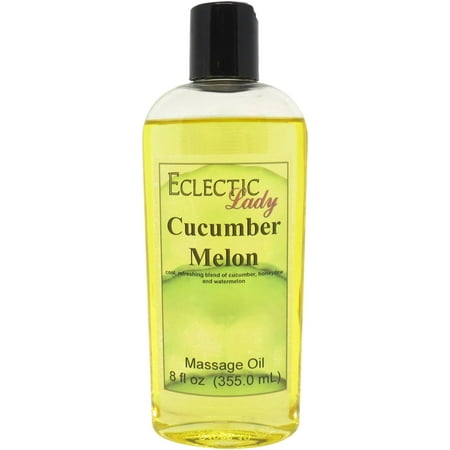Cucumber Melon Massage Oil by Eclectic Lady, 8 oz, Sweet Almond Oil and Jojoba Oil