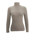thumbnail image 5 of Lightweight Sweaters For Women Casual Collar Button Solid Color Base Knitted Round Neck Winter Outfits Khaki Fall Clothes Tunic Tops (M), 5 of 6