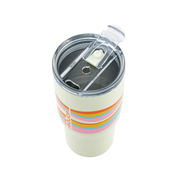 Reduce Vacuum Insulated Stainless Steel Coldee Mug with Lid and Spill-Proof  Straw, Teal Stripes, 18 oz.