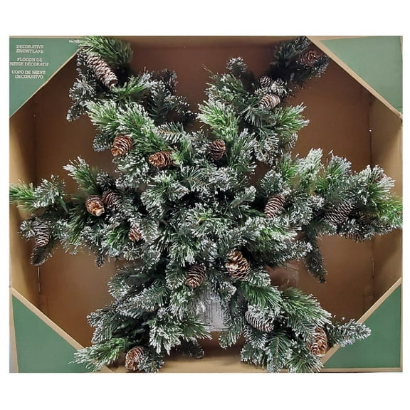 Pre-Lit Battery Operated 40-Inch Decorative Snowflake Wreath with 70 LED Lights