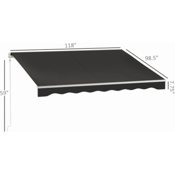 10' X 8' Electric Awning with Remote Control, Retractable  Awning, 270gsm PU Coated Fabric, Aluminum Frame, Black
