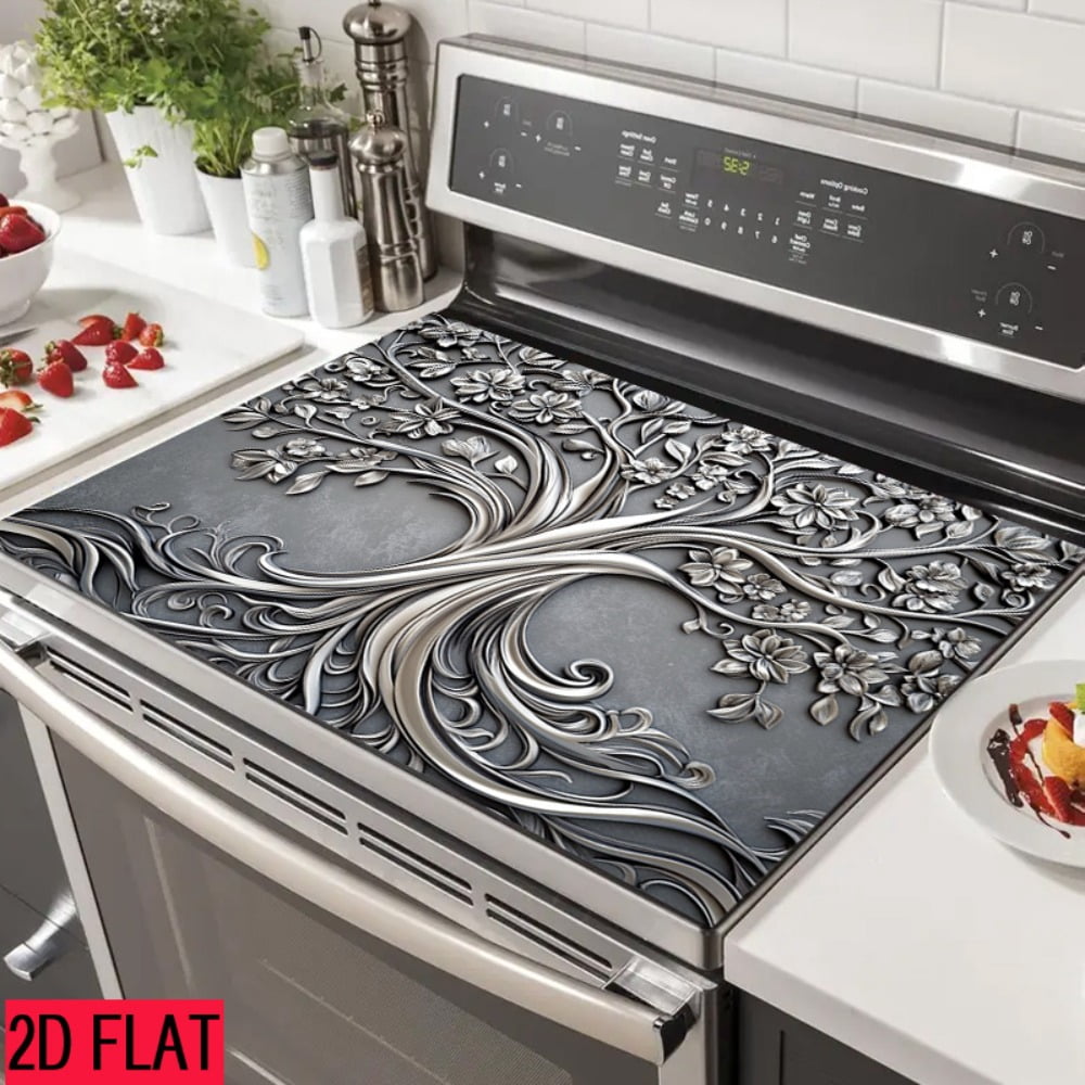 2D flat 1 kitchen stove cover, simple and artistic pattern design, Nordic-style kitchen mat, coffee machine mat, operation counter decoration, the first choice for kitchen gifts. The size is 28.3x20.