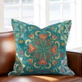 thumbnail image 2 of Turkish Flower Throw Pillow Cover Vintage Abstract Cotton Linen Cushion Cover Throw Pillow Case with Invisible Zipper for Couch Sofa Bed Chair Car 20x20 Inch, 2 of 14