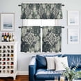thumbnail image 2 of Green Floral Boho Kitchen Curtains Valances and Tiers Set of 3 Ethnic Oriental Tier Curtains and Valance with Rod Pocket for Small Windows, 27.5"x36", 2 of 9