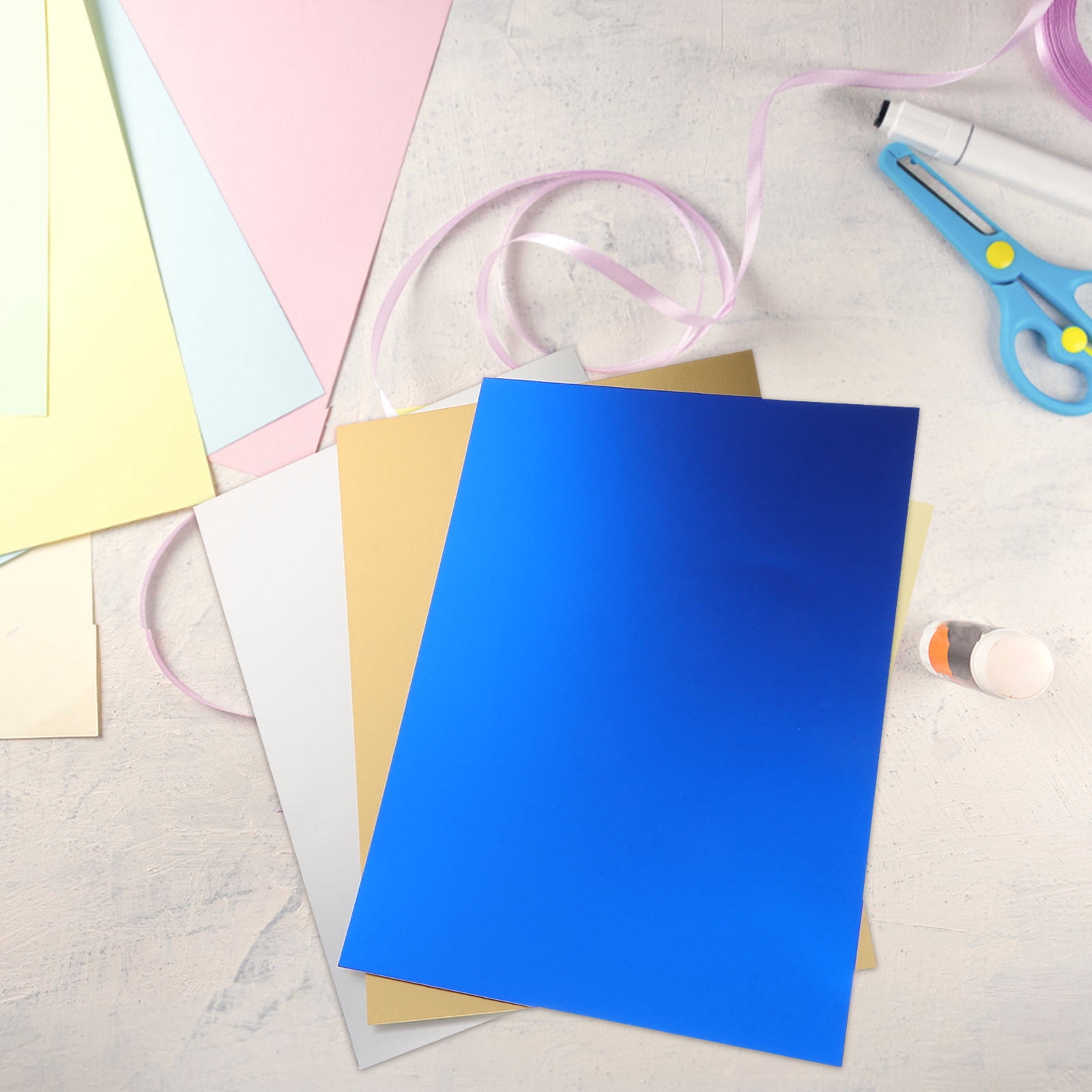 MLINS 60pcs Crafting Paper Accessory Cardstock Colored Sheets Reflective Color Construction Paper Solid Scrapbooking Material Handcraft Supply