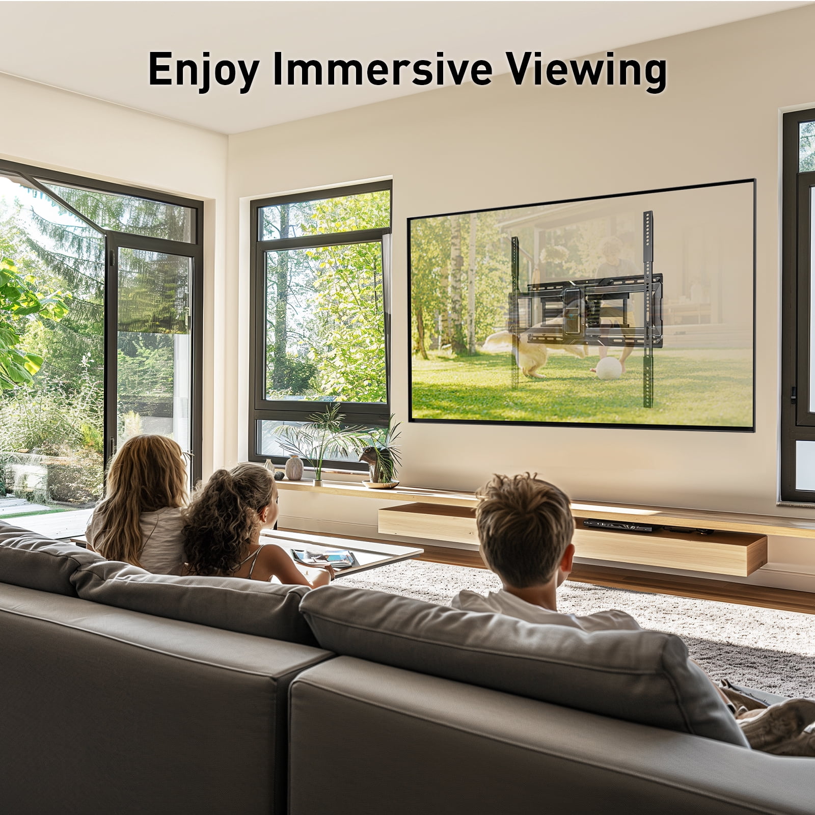 PERLESMITH Full Motion TV Wall Mount, Fits 42-100 Inch TVs, 160 lbs Capacity, Swivel Tilt Extension Leveling, VESA 200x100 to 600x600, Fits 12/16/24 Inch Wood Studs