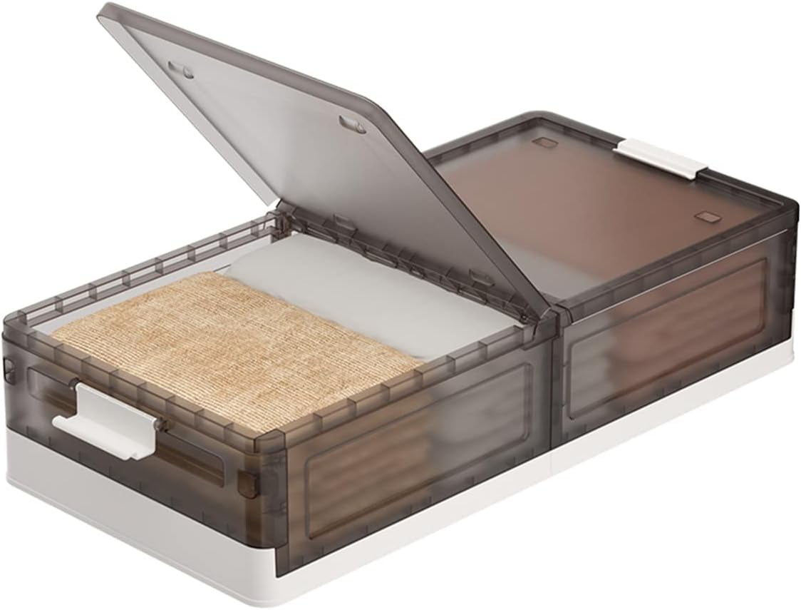 Underbed Storage Bins With Lids, Plastic Foldable Under Bed Container