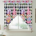 thumbnail image 2 of Spring Gnomes Swag Valances for Windows, Kitchen Curtains 36 Inch Length 2 Panels Set, Botanical Rose Leaves Black Buffalo Plaid Short Curtains for Small Windows Rod Pocket Cafe Curtains 28"x36", 2 of 8