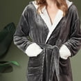 thumbnail image 4 of SELONE Womens Robe Pajamas Winter Warm Nightgown Couple Bath Men Fall Winter Nightgown Towel Robe Spa Robe Fluffy Robe Plus Size Robe for Valentines Day Anniversary Wedding Honeymoon Gray One Size, 4 of 6