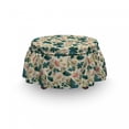 thumbnail image 3 of Floral Ottoman Cover, Tropical Leaves, 2 Piece Slipcover Set with Ruffle Skirt for Square Round Cube Footstool Decorative Home Accent, Standard Size, Multicolor, by Ambesonne, 3 of 5