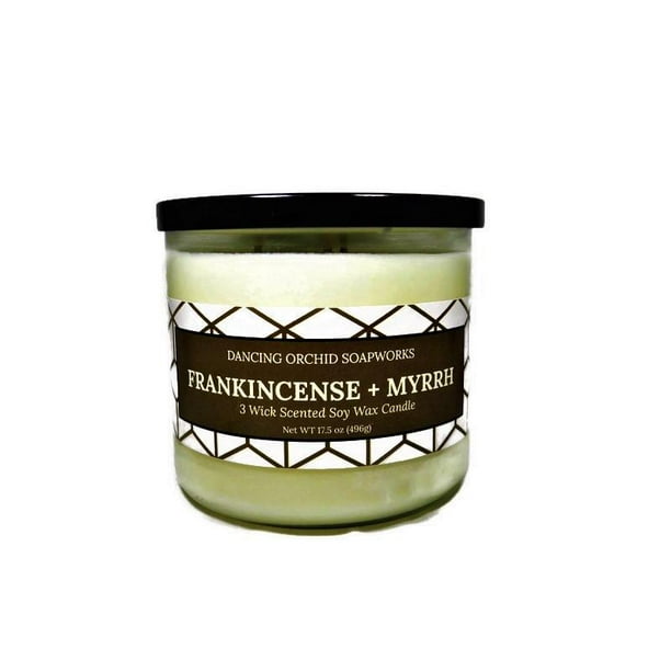 Frankincense And Myrrh Scented 3 Wick Soy Wax Candle