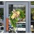 thumbnail image 7 of Bxaolu 16 Inch Real Touch Norfolk Pine Wreaths for Front Door, Artificial Christmas Wreath Green Wreath with Linen Bow and Flowers for Wall Windows Mantle Outdoor Christmas Decoration, 7 of 7