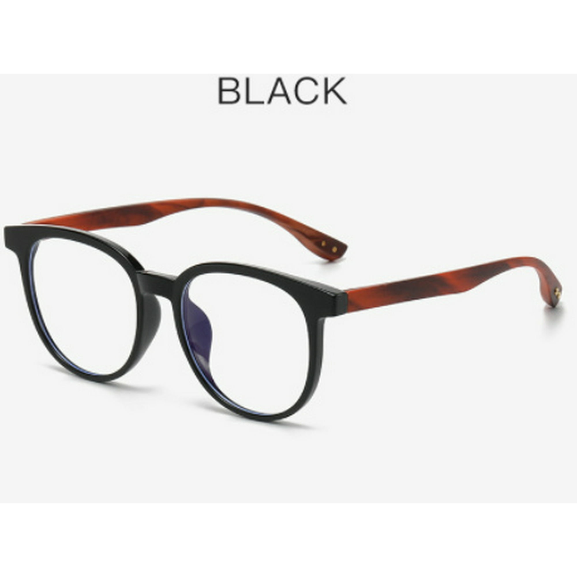 2023 New Anti blue flat mirror sunglasses for ladies Women s face shows thin wood grain legs fashionable black frame glasses