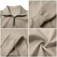 thumbnail image 4 of Boys Quarter Zip Pullover, Hoodless Sporty Sweatshirt with Ribbed Cuffs, Solid Color Long Sleeve Top for Kids, Youth Athletic Casual Wear Beige 110, 4 of 6