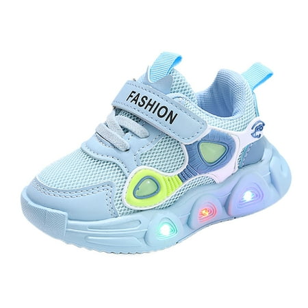 Ccpelsie Girls Boys Sneakers LED Lighted Shoes Non-Slip Sports Sneakers for Toddler/Little Kid/Big Kid(Blue 2.5-3 Years)