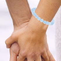 WASHWEPE Easy to Wear Crystal Bead Bracelet Sky-Blue Women 1Set 0.3X2.8In