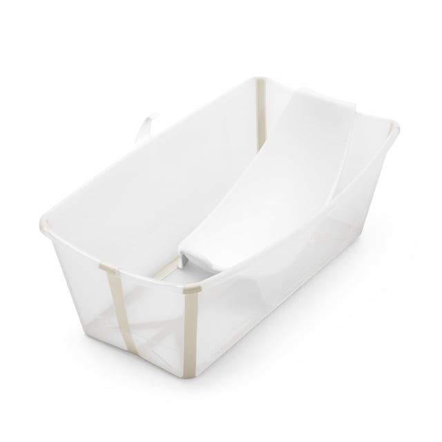 Bañera para bebés Stokke Flexi Bath de color beige arenoso con soporte para recién nacidos