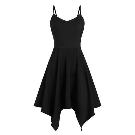 

Follure Plus Size Fashion Womens Solid Asymmetric Camis Handkerchief Dress Women Casual