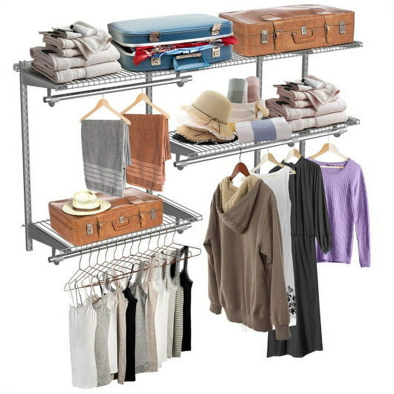 Custom Closet Organizer Kit 3 to 5 Feet Wall-Mounted Closet System with  Hang Rod - Costway